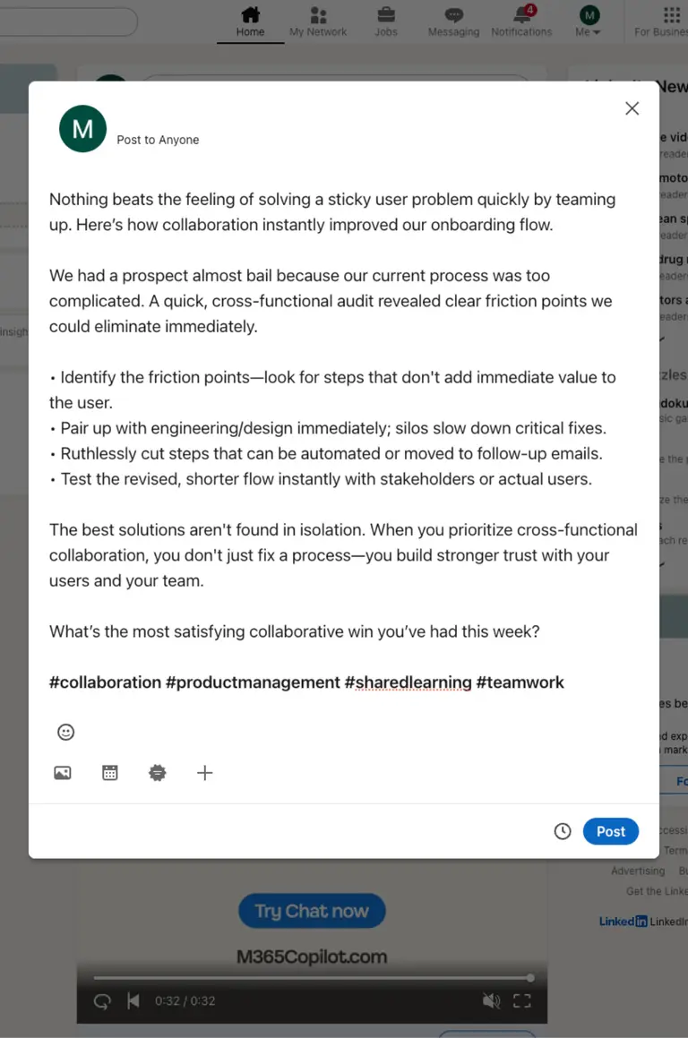 Publish to LinkedIn or save to your proof library